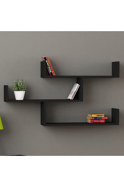 shelves 3-Piece Wall Mounted Floating Shelves - Black