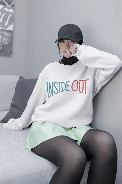 SEVBANO Insiide Out Cartoon Printed Unisex Oversize Reverse Face Sweatshirt