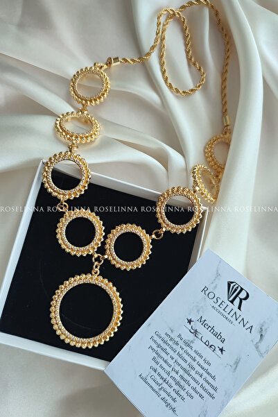 ROSELİNNA 8 Çeyrek 1 Tam Altınlı Çelik Burgu Zincirli Kolye, Çeyrekli Kolye  | Dorika Model