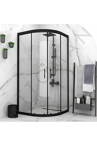 Marka MAT SİYAH PROFİL ŞEFFAF CAM OVAL DUŞAKABİN 5mm h:190