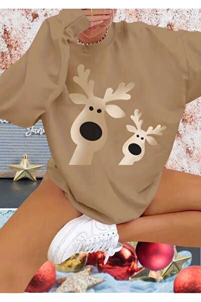 MODA Γυναικεία μακρυμάνικη μπλούζα με λαιμόκοψη ελάφι με στάμπα βισκόζης με δύο κλωστές