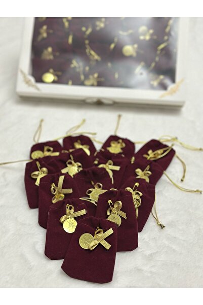 HEEN TASARIM AKSESUAR KINALI KADİFE KESE, DAĞITMALIK, HEDİYELİK 20 ADET SÖZ S...