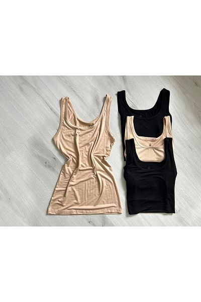 ParisTrend Nude Bamboo Women's Tank Top - Thick Straps, Set of 4
