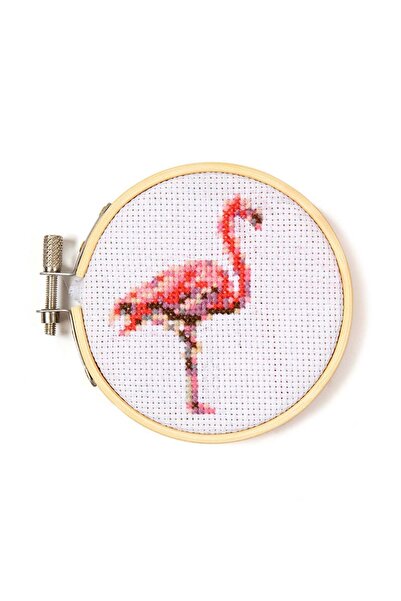 Kikkerland Mini Set de Broderie in Cruciulita - Flamingo