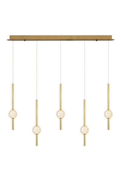 Özcan Aydınlatma Pearl 5'li Sıralı Sarkıt Avize Sarı 4133-5AS-03