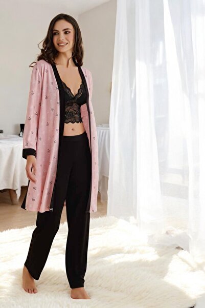 White Velvet طقم بيجامة براليت وطويلة للنساء – ثوب نوم قطني على شكل قلب