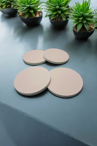 Esepix 4’lü Set Yuvarlak Bardak Altı UV Baskıya Uygun Hazır Doğal Taş 9x9cm