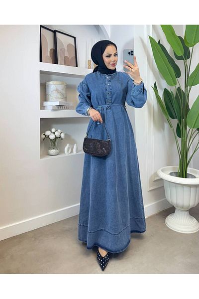 Meryemce Butik ΤΖΙΝ ΦΟΡΕΜΑ ΜΕ ΜΙΑ ΚΟΥΜΠΙΑ (Άνετο κούμπωμα)