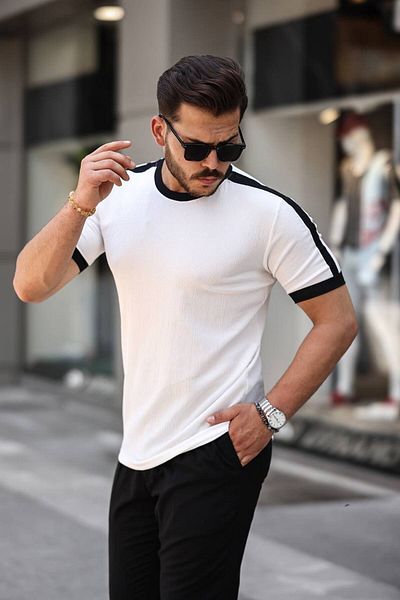 CAN Crew Neck Piece Wrapped Fabric Tshirt