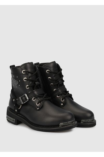 Harley Davidson Γυναικείες μαύρες δερμάτινες μπότες Becky