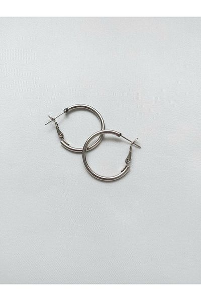 Alexis Carrel Women's Silver Color Clip-On Hoop Earrings - 2cm