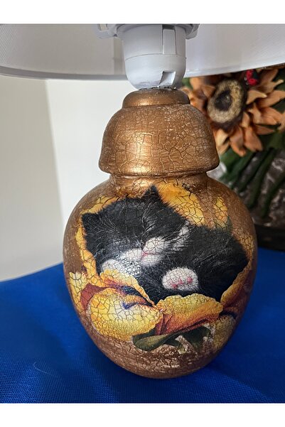 Genel Markalar EL EMEĞİ ÖZEL TASARIM KEDİLİ KÜÇÜK ABAJUR (TEKLİ FİYAT)