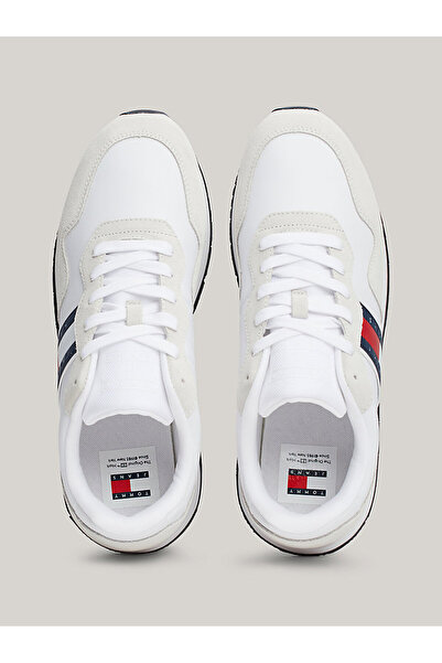 Tommy Hilfiger Erkek Marka Logolu Süet Üst Kısımlı Geri Dönüştürülmüş Polyster Astarlı Kauçuk Tabanl