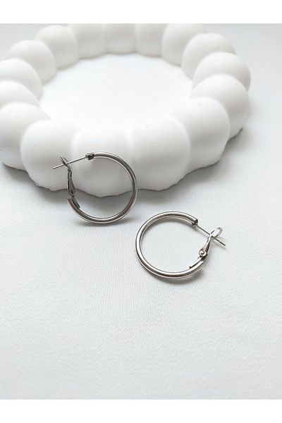 Alexis Carrel Women's Silver Color Clip-On Hoop Earrings - 2cm