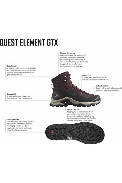 Salomon L41457100 Quest Element Gtx Gore-Tex® Erkek Outdoor Bot SİYAH