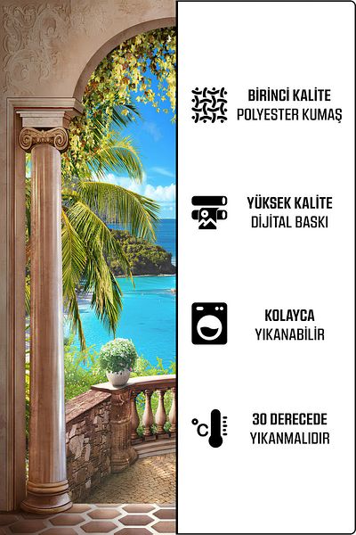 Home Landscape Patterned 3D Digital Printed 2 Wings Background Curtain Living Room Hall Background Curtain