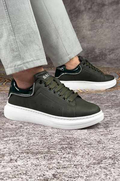 sauron Λευκή σόλα Khaki Χρώμα Αθλητικά Παπούτσια - Casual Sneaker Ortèedik με λεπτομέρεια επάνω ανύψωσης