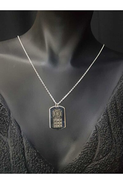 vogutima Kadın Erkek Gümüş Kolye - Kubera Yantra V Sri Yantra Koruyucu Güçleri Birleştiren Sayılar Kolye