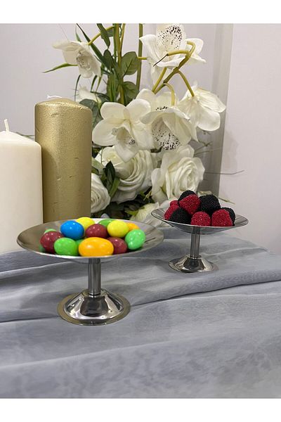 ÖZBURAK Steel Footed Turkish Delight Bowl, Refreshment Bowl & Breakfast Bowl Diameter: 10.5 Height: 7 cm