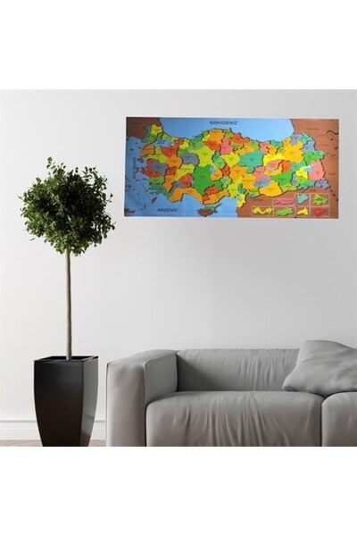 ForWhat 118X568Cm Colorful Turkey Map Magnetic Wall Ornament Sticker for Offi...