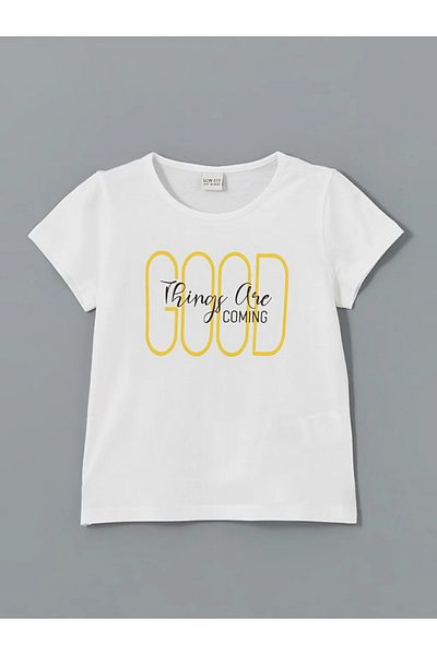 LC Waikiki Tricou pentru fetiță LCW ECO alb cu gât pentru bicicletă
