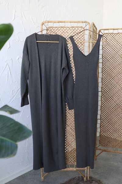 Poliyance Senya Anthracite Cardigan Suit