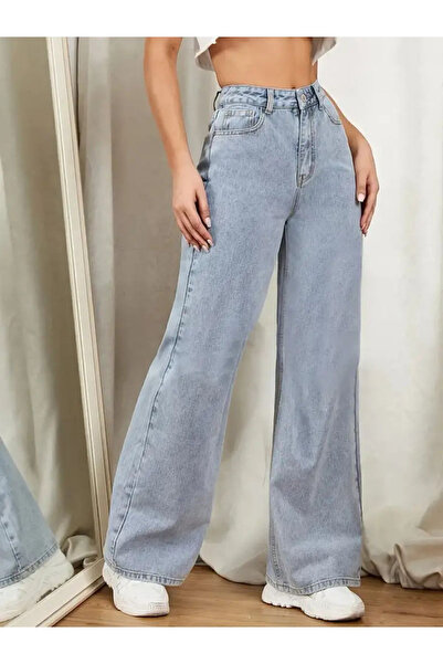 LİMABEL Mystery Sarah Blue Snow Wash Power Lycra Super ψηλόμεσο φαρδύ πόδι Jean Palazzo (MILANO) 2025