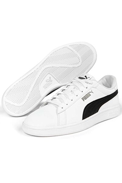 Puma 392336-08 Smash 3.0 Buck Unisex Αθλητικά Παπούτσια ΛΕΥΚΟ-ΜΑΥΡΟ