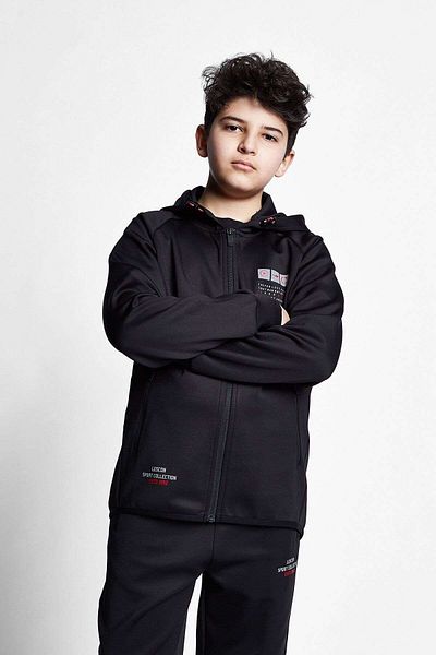 Lescon Black Children's Zippered Hoodie 21n-3101