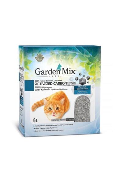 Gardenmix Aktif Karbonlu Kokusuz Ince Taneli Kedi Kumu 6 Lt