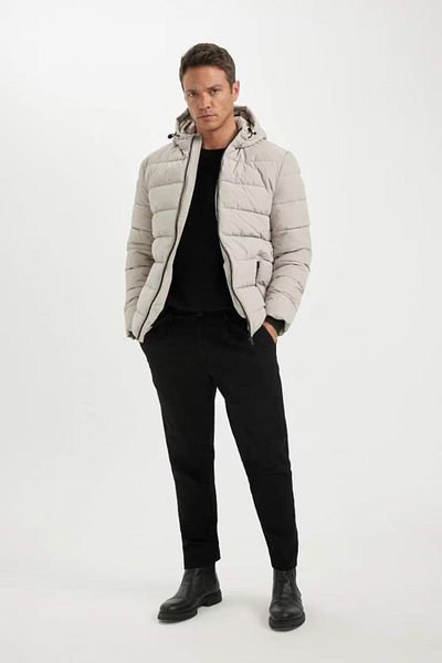 DeFacto Υδατοαπωθητικό πουπουλένιο παλτό Slim Fit Slim Fit με κουκούλα και τσέπη με φερμουάρ με επένδυση R0216az24au