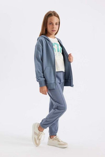 DeFacto Graue Standard-Fit-Jogginghose für Mädchen – elastische Taille, Taschen X9036a624au