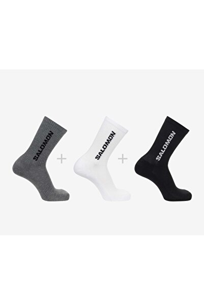 Salomon Everyday Crew 3 Pack 3 Pieces-Piece Unisex Socks BLACK-GRAY-WHITE