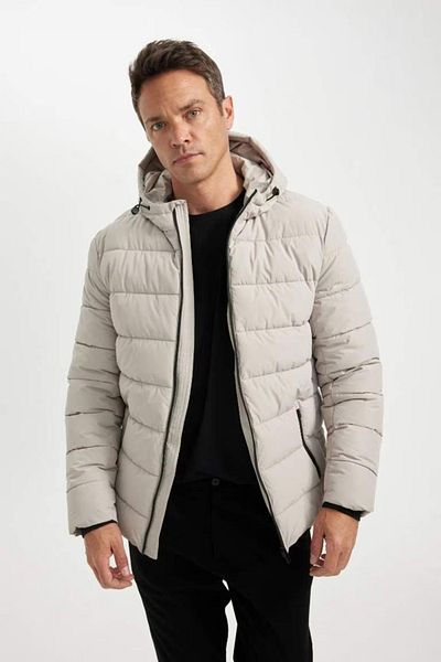 DeFacto Υδατοαπωθητικό πουπουλένιο παλτό Slim Fit Slim Fit με κουκούλα και τσέπη με φερμουάρ με επένδυση R0216az24au