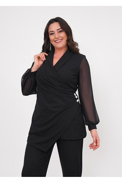 FOR ESRA BIG TREND Γυναικείο αξεσουάρ μέσης με διπλό στήθος σιφόν μανίκι μέση ελαστικό παντελόνι τσέπης ελαστικό υφαντό βραδινό φόρεμα 2 τεμαχίων