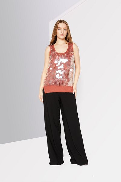 Bottega Veneta Women U Neck Sleeveless Textured Tops, Pink Hibiscus