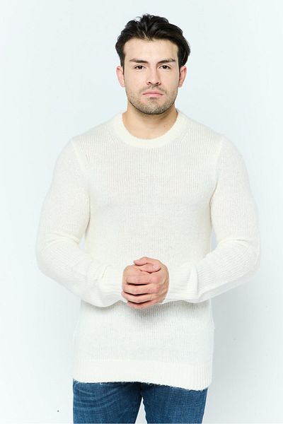 Michael Kors Men Crew Neck Long Sleeve Knitted Sweater, Cream