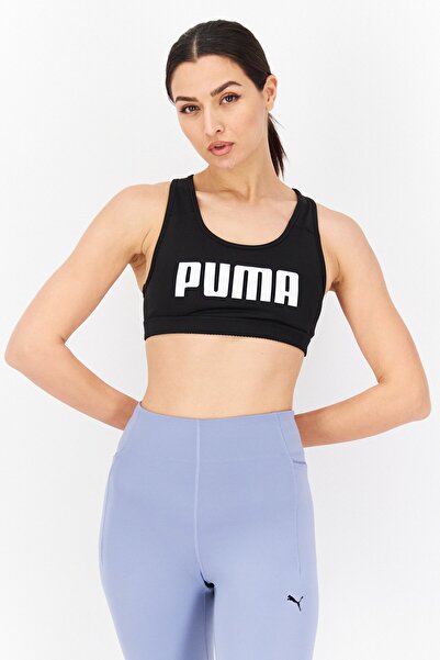 Puma Women Brand Logo Pull Over Sports Bra, Black