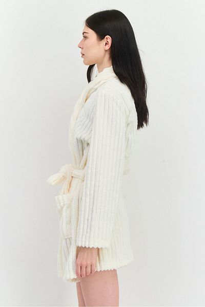 Tahari Women Textured Belted Robe, Ivory