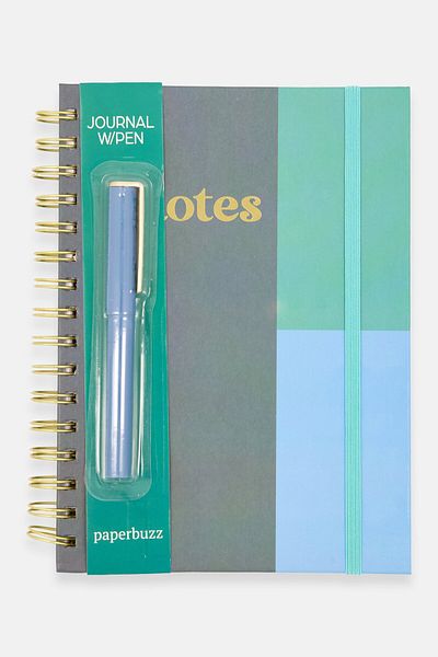 Paperbuzz Spiral Notebook With Pen, Green Combo