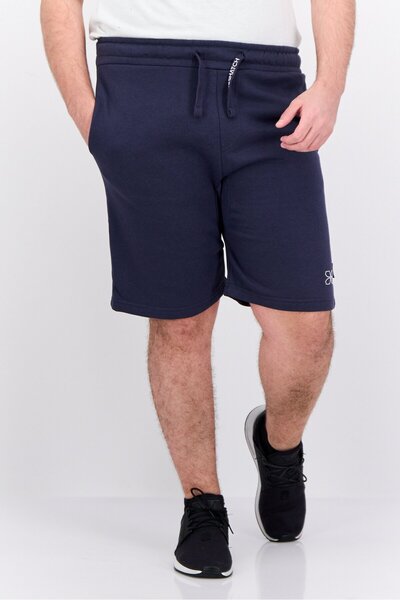 Crosshatch Men Drawstring Brand Logo Basic Shorts, Navy