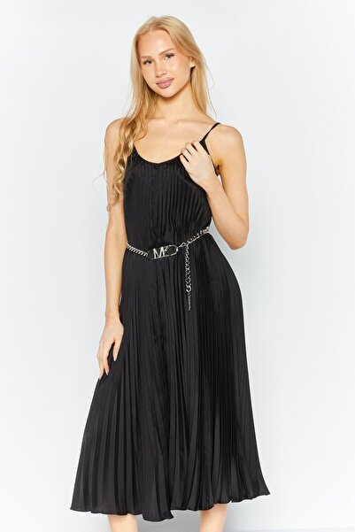 Michael Kors Women Plain Midi Dress, Black