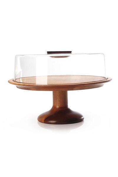 Billi Round wooden cake plate with stand