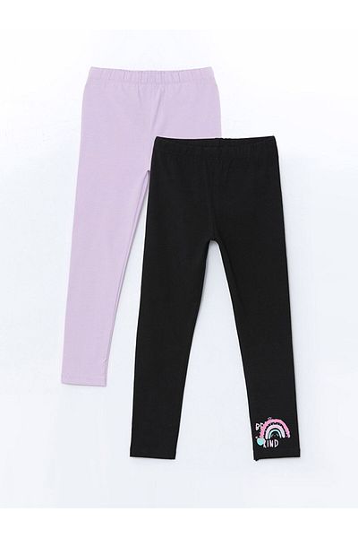 LC Waikiki Leggings pentru fete imprimate cu talie elastică sezon nou, pachet de 2 - S5KN22Z1