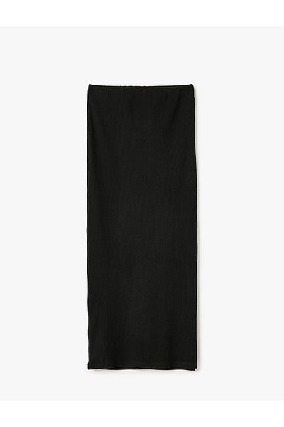 Koton New Season Slit Detail Elastic Waist Slim Fit Long Pencil Skirt