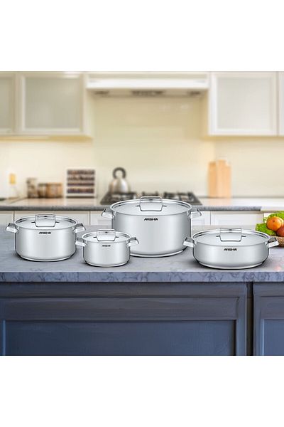 Arshia High Quality Luxury Stainless Steel Cookware Set. Consists Of 8pcs