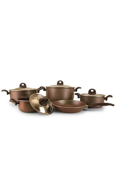 Trueval Aluminum Non Stick Cookware Set of 9 Pcs Brown T1040