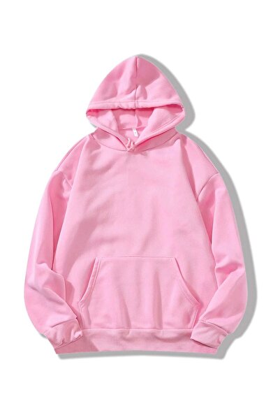 Mythologie Unprinted Thick Winter Sweatshirt - Pink Oversized Hooded Hoodie
