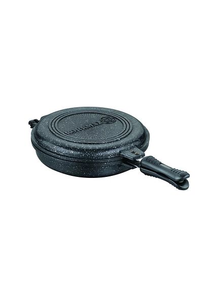 KORKMAZ Round Grill Pan with Black Granite Lid 28cm