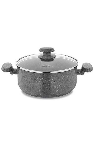 KORKMAZ Korkmaz Granite (Maya) Pot with Glass Lid. 24 cm capacity.